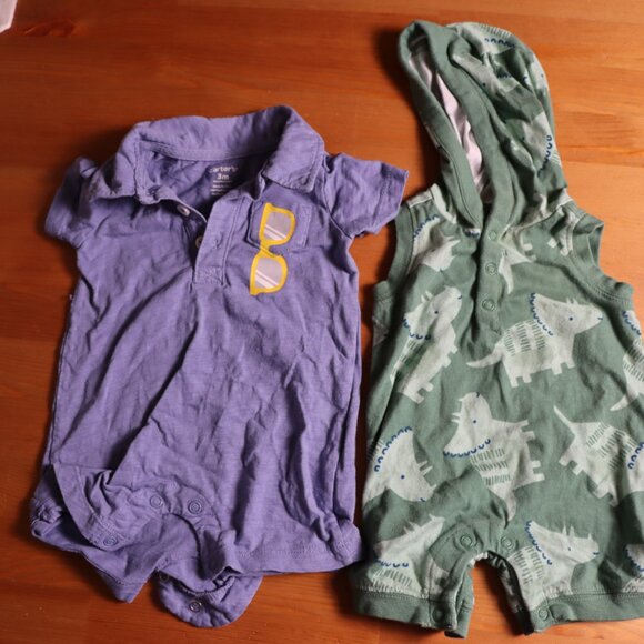 Lot of 8 baby clothes for 0/3M clothing,  longsleeved, shortsleeve, combo, dino - Picture 6 of 8